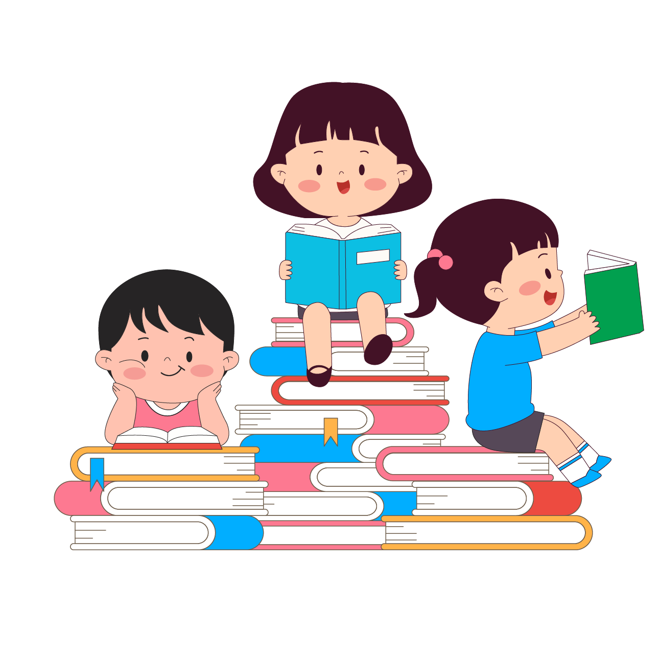 千庫網(wǎng)_彩色卡通小朋友閱讀書籍兒童教育插畫PNG素材_元素編號14785539.png